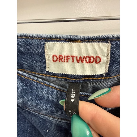 Driftwood Jackie Embroidered Skinny Jeans Blue Floral Denim Womens Size 30 - Picture 2 of 3